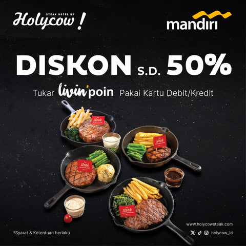 Diskon Hingga 50% dengan Livin' Poin di HOLYCOW!