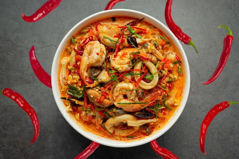 Udang dan cumi pedas ala Thailand