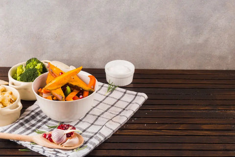 berbagai bahan makanan di atas meja